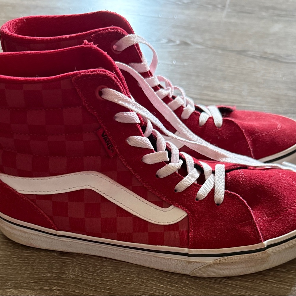 Vans Filmore Red Checkered High-Top Sneakers K8-Hi Shoe- Mens 9